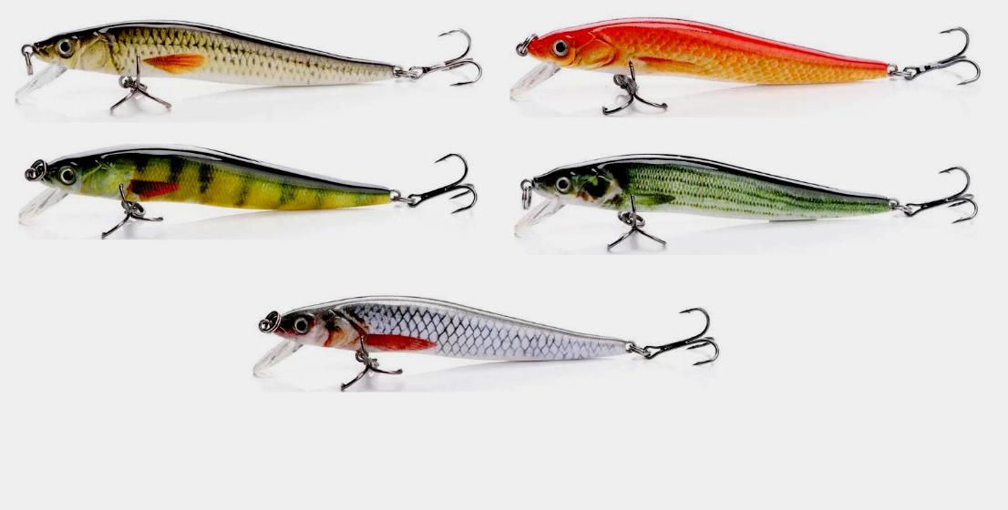 5 pc assortment 3 3/8 inch jerk bait minnows